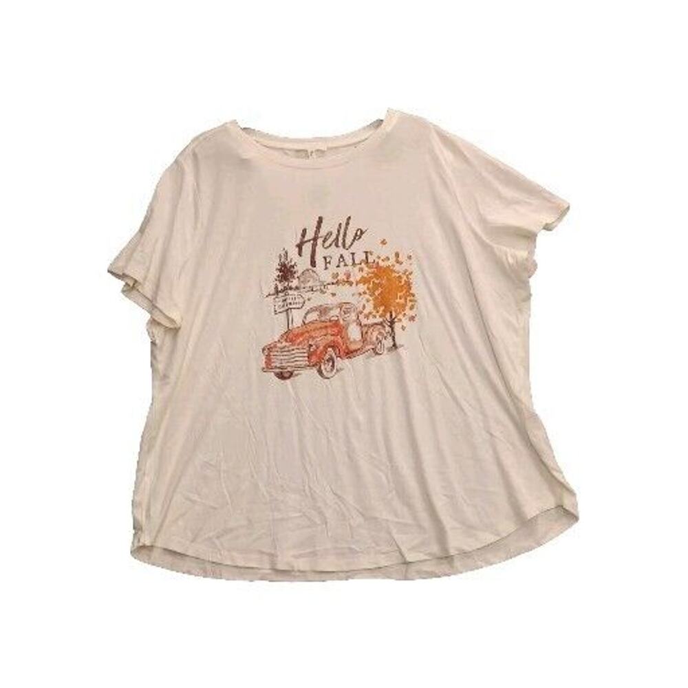 Fall Maurices Women's Size 2XL Ivory Hello Fall Short Sleeve Graphic T-Shirt NWT